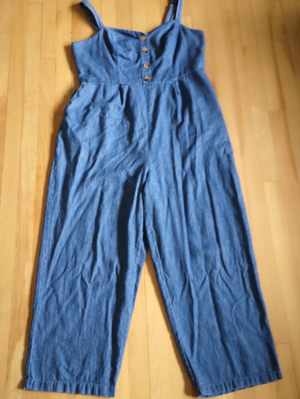 Old Navy Ladies Size XL Medium Wash Button Front & Smocked Back Cami Jumpsuit